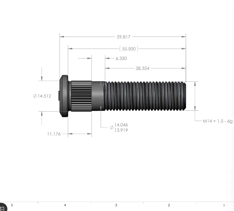 [8056 [1410]] Stud – 14MM x 1.5 x 56MM Long – No Lead