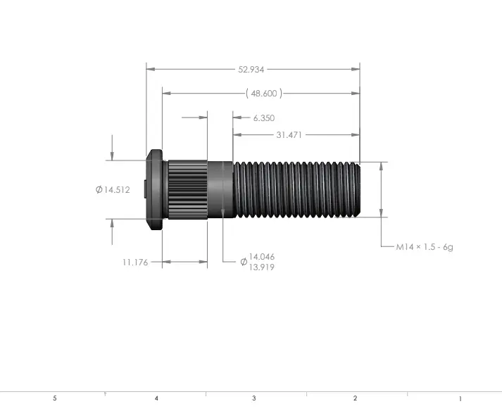 Stud – 14MM x 1.5 x 49MM Long – No Lead