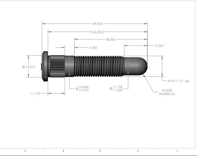 Stud – 14MM x 1.5 x 49MM Long – Bullet Nose