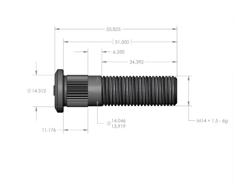 Stud – 14MM x 1.5 x 52MM Long – No Lead