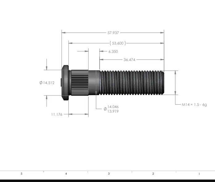 Stud – 14MM x 1.5 x 54MM Long – No Lead