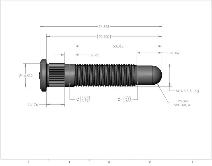 [8054S [1410]] Stud – 14MM x 1.5 x 54MM Long – Bullet Nose