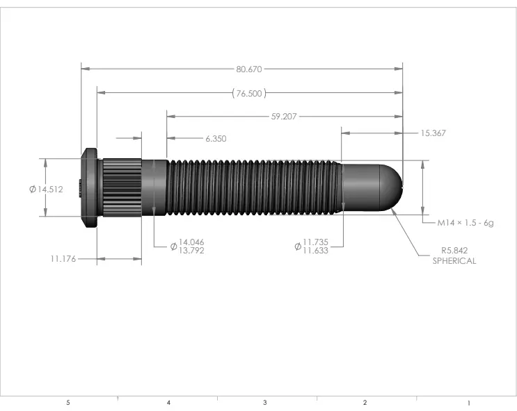 STUD, 14MM X 1.5 X 60 MM LONG,  STARTER LEAD	