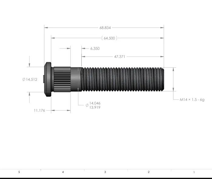 Stud – 14MM x 1.5 x 65MM Long – No Lead