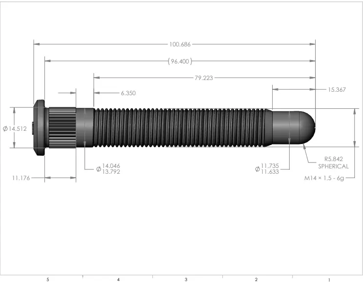 [8080S [1410]] Stud – 14MM x 1.5 x 80MM Long – Bullet Nose