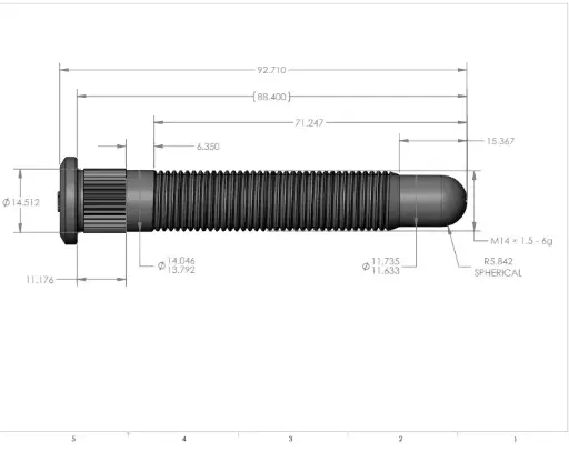 [8072S [1410]] Stud – 14MM x 1.5 x 72MM Long – Bullet Nose